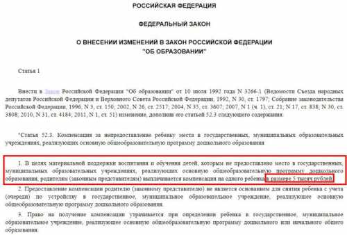 Компенсация за непредоставление места в детском саду: какие выплаты причитаются, как их получить